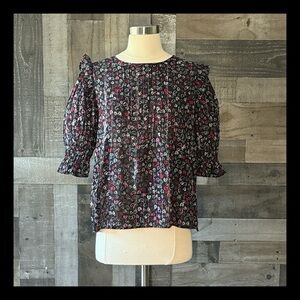 LOFT black top small sparkly stripes hearts Lovecore feminine dark romantic